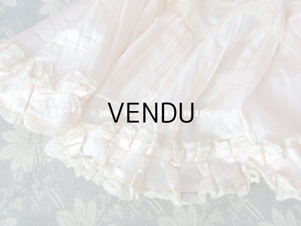 画像7: 1900年代 アンティーク  ドレスの裾 パウダーピンクのシルクサテン＆レース  1.3m  (7)