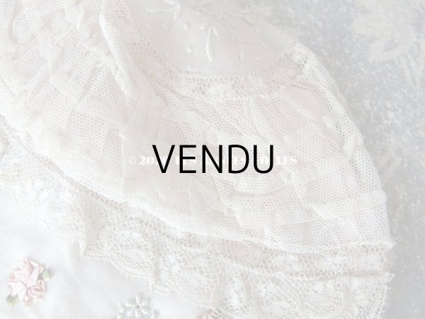 画像7: アンティーク レースのボネ ピンクのロココトリム & ホワイトワーク (7)