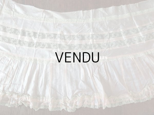 画像12: 1900年代 アンティーク  ドレスの裾 パウダーピンクのシルクサテン＆レース  1.3m  (12)