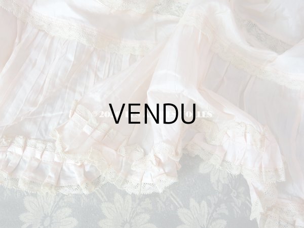 画像3: 1900年代 アンティーク  ドレスの裾 パウダーピンクのシルクサテン＆レース  1.3m  (3)