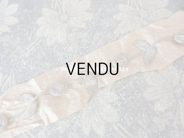 画像5: 未使用 1920年代 アンティーク メタル製 大きな薔薇のロココトリム ロココリボン シルバー (5)