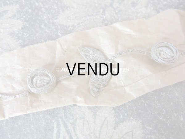 画像7: 未使用 1920年代 アンティーク メタル製 大きな薔薇のロココトリム ロココリボン シルバー (7)