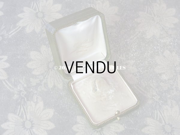 画像6: アンティーク　ブローチ用 ジュエリーボックス 金彩入り グリーン (6)