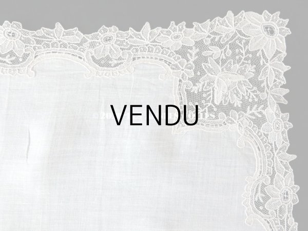 画像6: アンティーク ポワンドローズ  結婚式のハンカチ モノグラム刺繍入り 【ポワン・ド・ローズ】　【ポワン・ド・ガーズ】  (6)