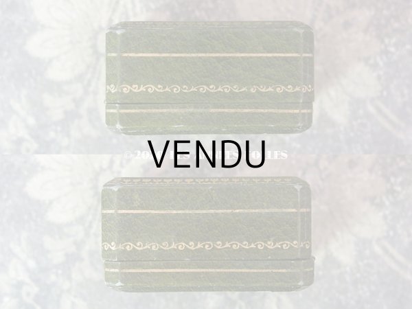 画像5: アンティーク　ブローチ用 ジュエリーボックス 金彩入り グリーン (5)