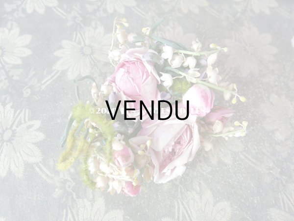 画像3: アンティーク  薔薇&鈴蘭&菫&勿忘草の布花 コサージュ (3)
