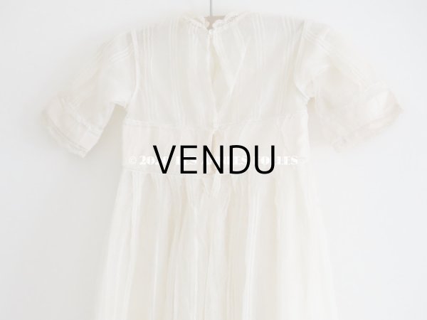 画像9: 1900年代 アンティーク ベビードレス 淡いピンクのリボン＆シルクの裏地付き 洗礼式のドレス (9)