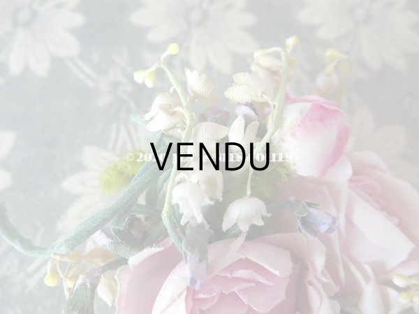 画像5: アンティーク  薔薇&鈴蘭&菫&勿忘草の布花 コサージュ (5)