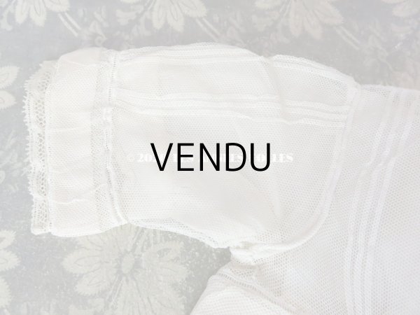 画像14: 1900年代 アンティーク ベビードレス 淡いピンクのリボン＆シルクの裏地付き 洗礼式のドレス (14)