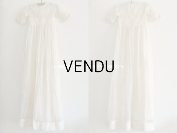 画像3: 1900年代 アンティーク ベビードレス 淡いピンクのリボン＆シルクの裏地付き 洗礼式のドレス (3)