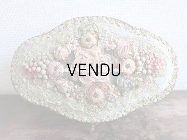 画像3: 1900年代 アンティーク 大きなカルトナージュボックス ロココトリム＆レースの装飾  (3)