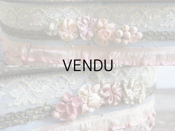 画像13: 1900年代 アンティーク 大きなカルトナージュボックス ロココトリム＆レースの装飾  (13)