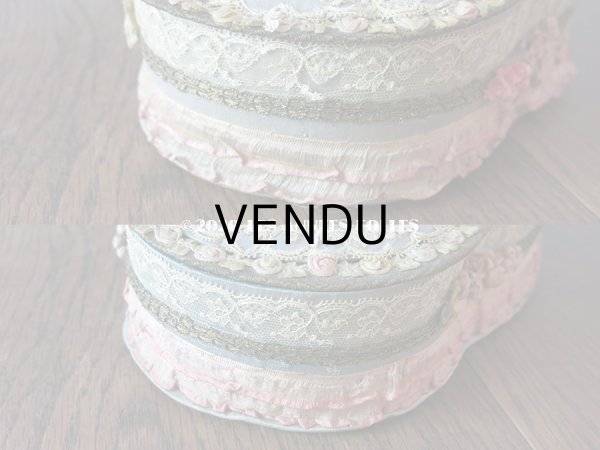 画像12: 1900年代 アンティーク 大きなカルトナージュボックス ロココトリム＆レースの装飾  (12)