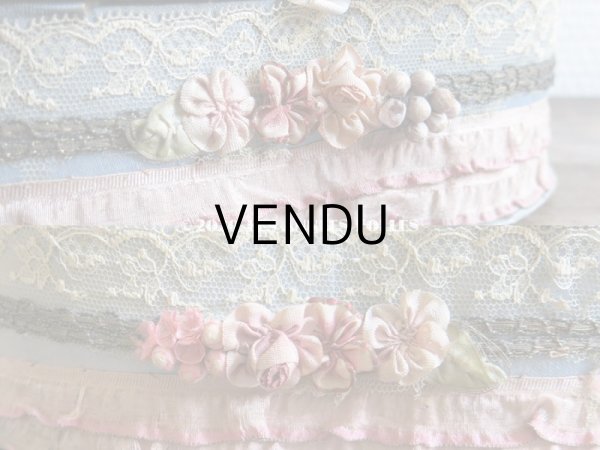 画像14: 1900年代 アンティーク 大きなカルトナージュボックス ロココトリム＆レースの装飾  (14)