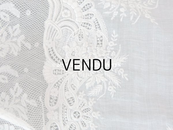 画像19: 19世紀 アンティーク  結婚式のハンカチ 【JC】 ホワイトワーク & 手編みのヴァランシエンヌレース  (19)