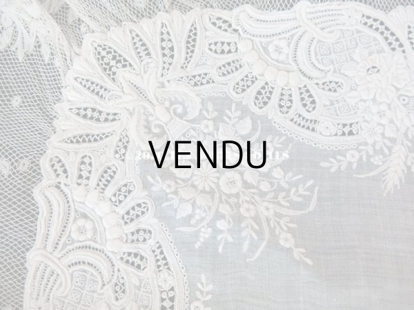 画像13: 19世紀 アンティーク  結婚式のハンカチ 【JC】 ホワイトワーク & 手編みのヴァランシエンヌレース  (13)