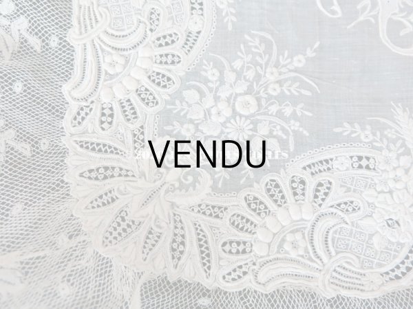 画像16: 19世紀 アンティーク  結婚式のハンカチ 【JC】 ホワイトワーク & 手編みのヴァランシエンヌレース  (16)