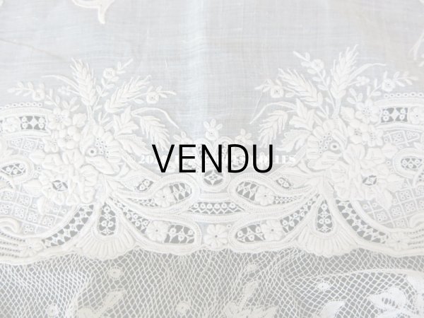 画像17: 19世紀 アンティーク  結婚式のハンカチ 【JC】 ホワイトワーク & 手編みのヴァランシエンヌレース  (17)