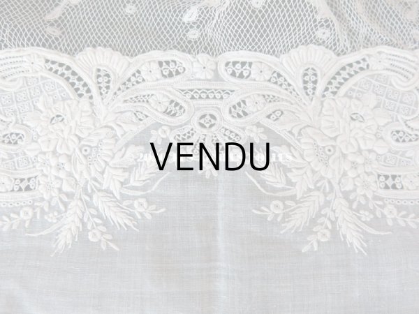 画像14: 19世紀 アンティーク  結婚式のハンカチ 【JC】 ホワイトワーク & 手編みのヴァランシエンヌレース  (14)