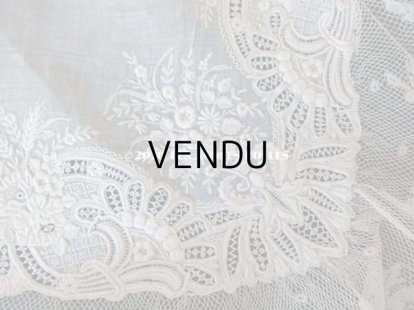 画像18: 19世紀 アンティーク  結婚式のハンカチ 【JC】 ホワイトワーク & 手編みのヴァランシエンヌレース  (18)