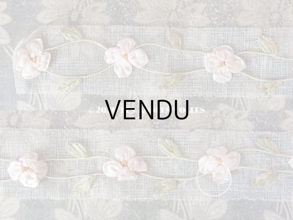 画像5: アンティーク ロココ調 シルク製 大きなモチーフ パウダーピンクの薔薇のガーランド 1.2m (5)