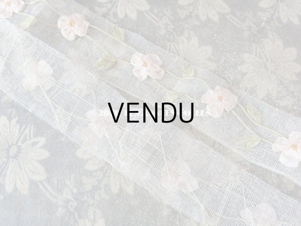 画像4: アンティーク ロココ調 シルク製 大きなモチーフ パウダーピンクの薔薇のガーランド 1.2m (4)