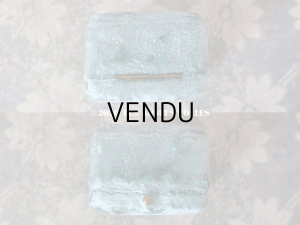 画像6: 19世紀末 アンティーク ジュエリーボックス ベルベット ＆ シルクサテン グレイッシュブルー シーリングスタンプ用 (6)