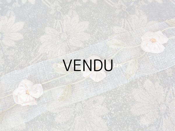 画像3: アンティーク ロココ調 シルク製 大きなモチーフ パウダーピンクの薔薇のガーランド 1.2m (3)