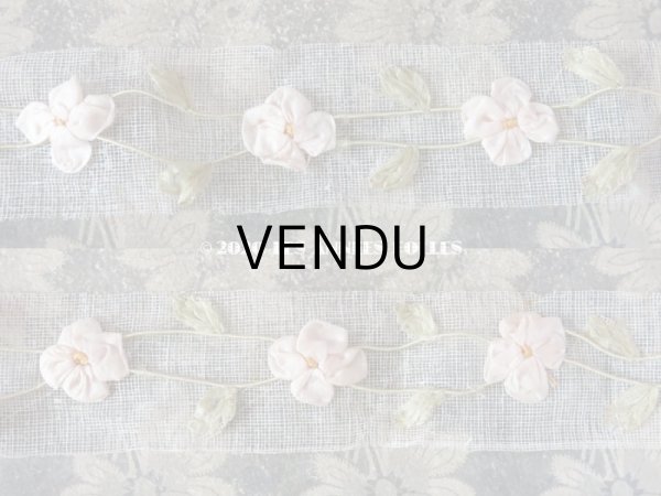 画像6: アンティーク ロココ調 シルク製 大きなモチーフ パウダーピンクの薔薇のガーランド 1.2m (6)