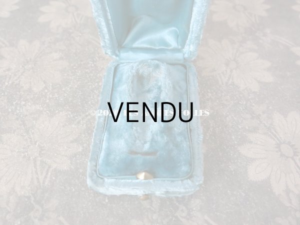 画像8: 19世紀末 アンティーク ジュエリーボックス ベルベット ＆ シルクサテン グレイッシュブルー シーリングスタンプ用 (8)