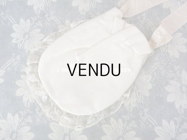 画像7: アンティーク 初聖体のオモニエール ピンクベージュ 花模様のホワイトワーク & 手編みのマリーヌレース (7)