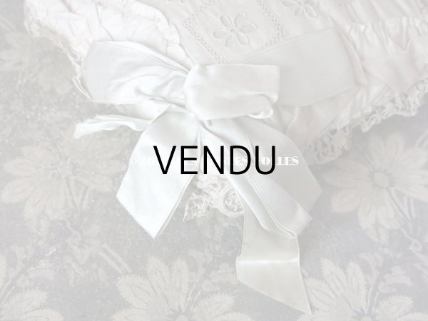 画像5: アンティーク ピンクッション パウダーブルーのシルクサテンリボン＆ カットワークレース (5)