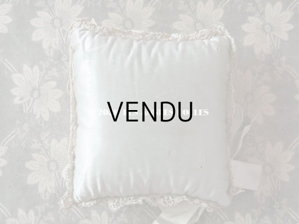 画像4: アンティーク ピンクッション パウダーブルーのシルクサテンリボン＆ カットワークレース (4)