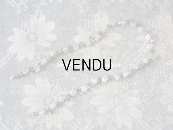 画像3: 1900年代 アンティーク シルク製  ロココトリム グレイッシュパープルの薔薇 ロココリボン 37cm (3)