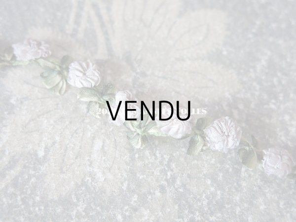 画像6: 1900年代 アンティーク シルク製  ロココトリム グレイッシュパープルの薔薇 ロココリボン 37cm (6)