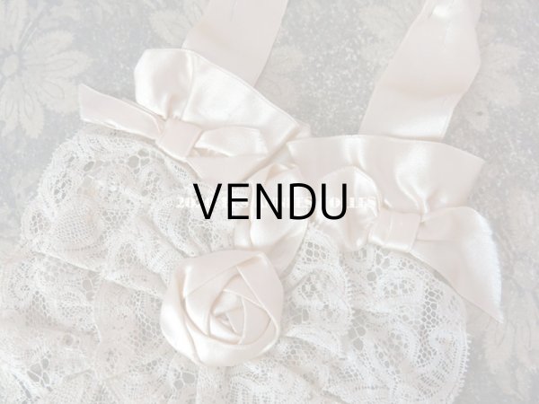 画像6: アンティーク 初聖体のオモニエール グレイッシュピンク 薔薇＆レース (6)