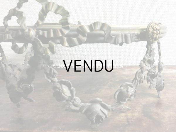 画像10: アンティーク 天蓋キャノピー 薔薇＆リボンのガーランド　45×37×27cm (10)