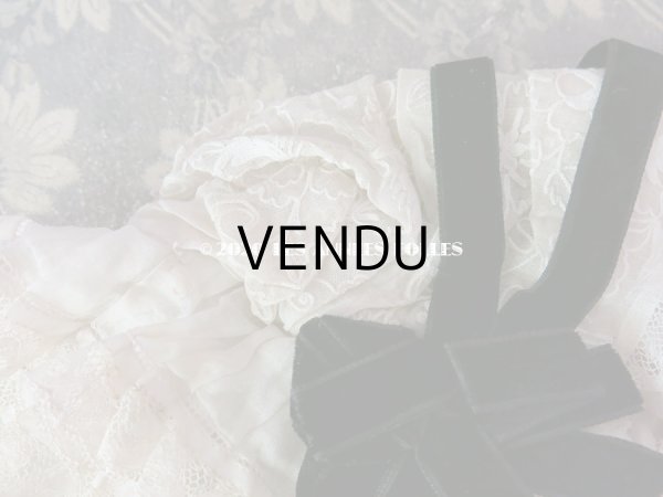 画像10: アンティーク ドール用 布花＆リボン付 レースのボネ (10)