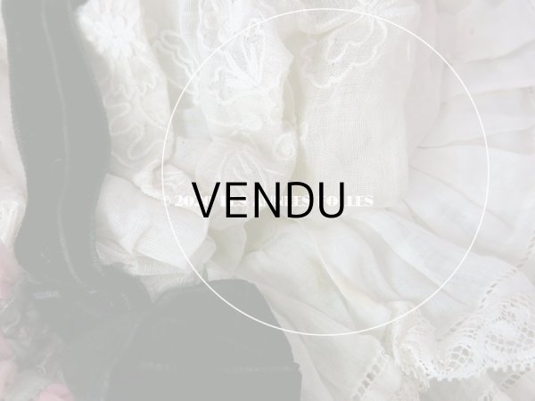 画像14: アンティーク ドール用 布花＆リボン付 レースのボネ (14)