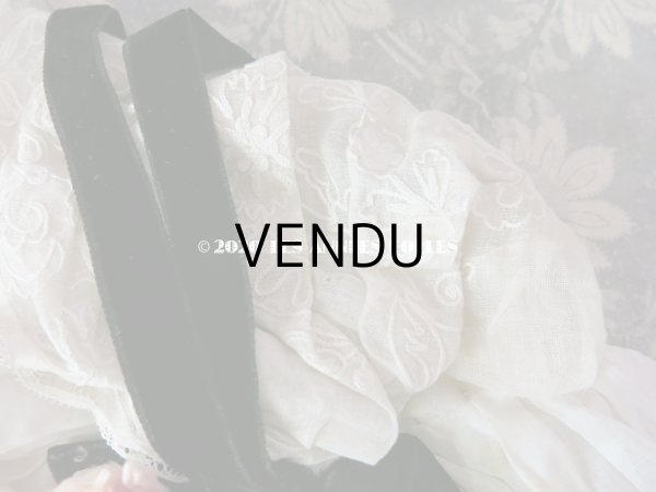 画像5: アンティーク ドール用 布花＆リボン付 レースのボネ (5)