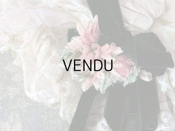 画像3: アンティーク ドール用 布花＆リボン付 レースのボネ (3)