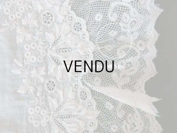画像14: 19世紀 アンティーク  結婚式のハンカチ 【MA】 ホワイトワーク & 手編みのヴァランシエンヌレース  (14)