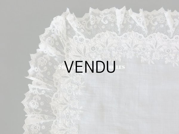 画像5: 19世紀 アンティーク  結婚式のハンカチ 【MA】 ホワイトワーク & 手編みのヴァランシエンヌレース  (5)