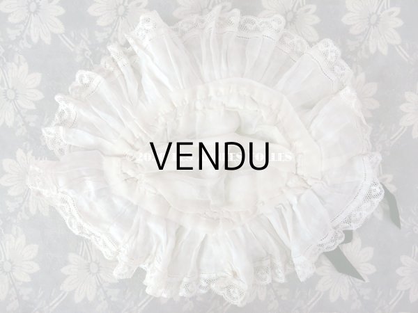 画像12: アンティーク ドール用 布花＆リボン付 レースのボネ (12)