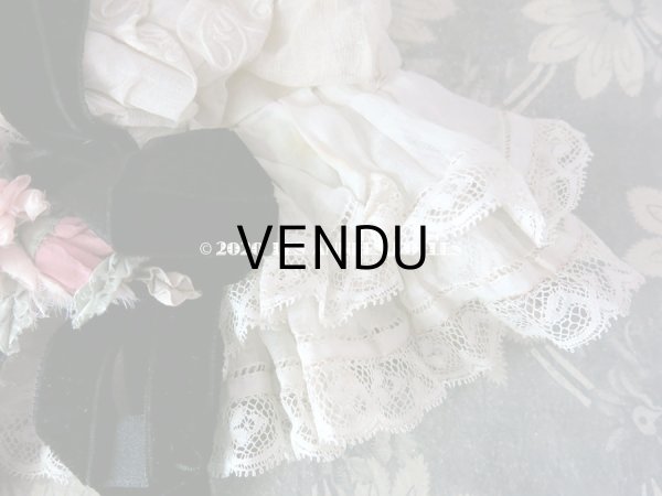 画像4: アンティーク ドール用 布花＆リボン付 レースのボネ (4)