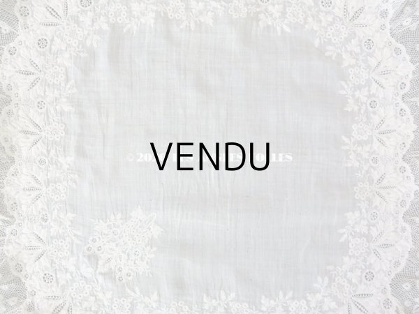 画像15: 19世紀 アンティーク  結婚式のハンカチ 【MA】 ホワイトワーク & 手編みのヴァランシエンヌレース  (15)