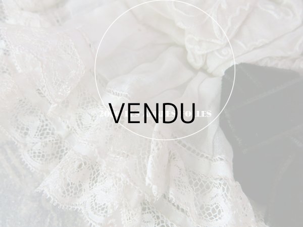 画像15: アンティーク ドール用 布花＆リボン付 レースのボネ (15)