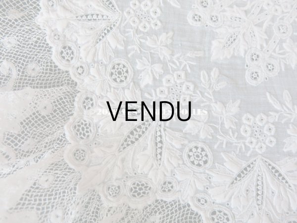 画像10: 19世紀 アンティーク  結婚式のハンカチ 【MA】 ホワイトワーク & 手編みのヴァランシエンヌレース  (10)