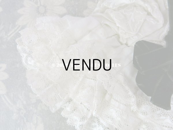 画像9: アンティーク ドール用 布花＆リボン付 レースのボネ (9)