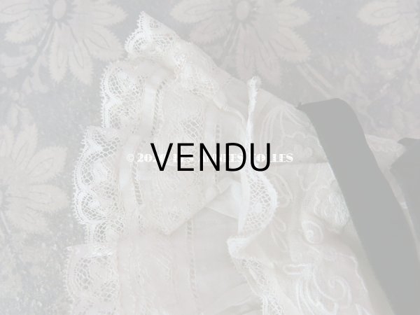 画像7: アンティーク ドール用 布花＆リボン付 レースのボネ (7)